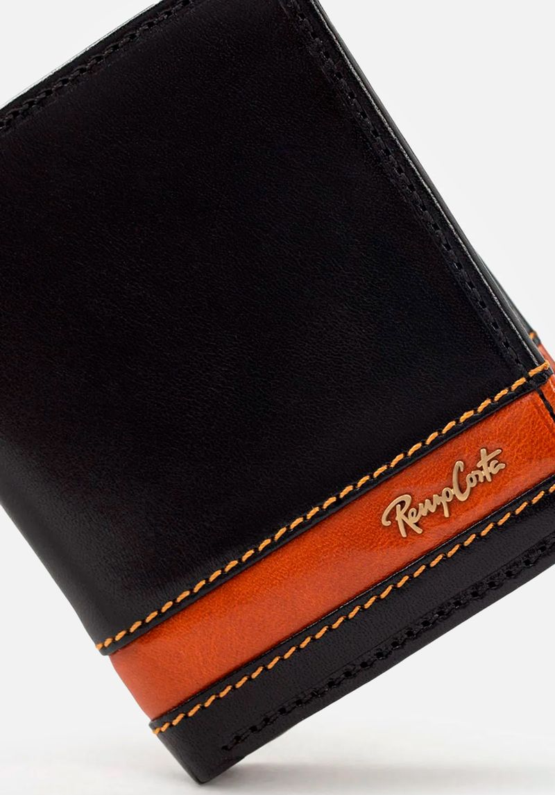 BILLETERA DE ESTILO CASUAL EN CUERO ITALIANO Y DETALLES EN CONTRASTE - Imagen 5